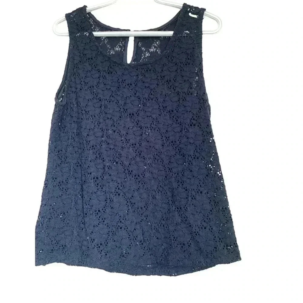 Kenneth Cole navy blue lace tunic